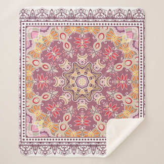 Cobertor Sherpa Ornamento colorido decorativo sobre fundo branco, 