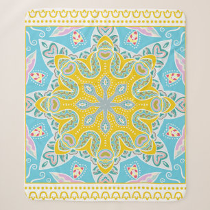 Cobertor Sherpa Ornamento colorido decorativo sobre fundo branco,