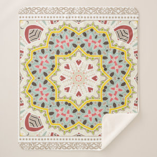 Cobertor Sherpa Ornamento colorido decorativo sobre fundo branco,