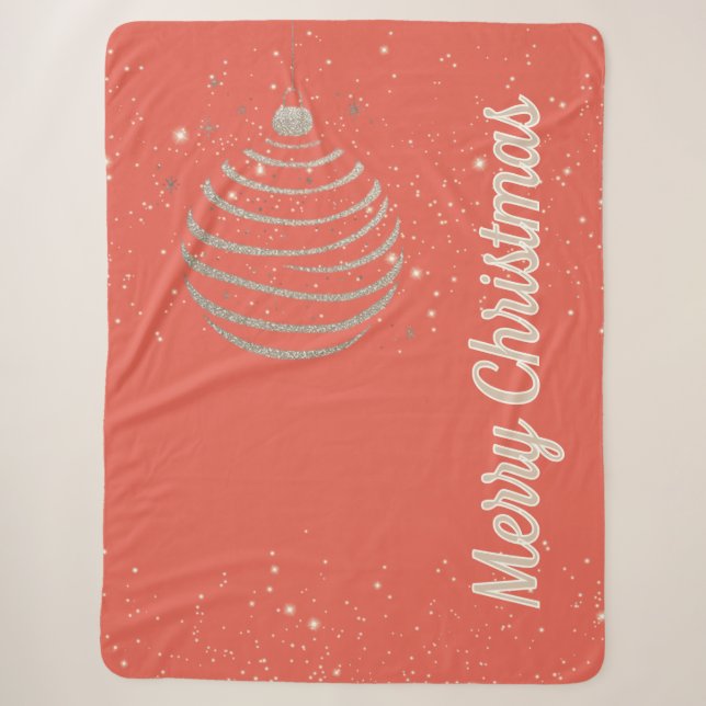 Cobertor Sherpa Ornamento de Natal Feliz (Frente)