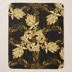 Cobertor Sherpa ornamento oriental sem costura no estilo barroco