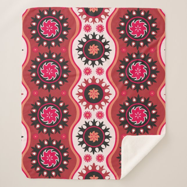 Cobertor Sherpa ornamento oriental sem costura tradicional (Frente)