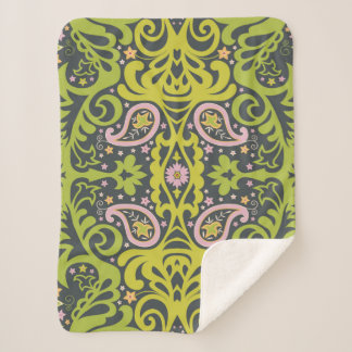 Cobertor Sherpa ornamento paisley oriental; flo decorativo sem cos