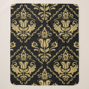 Cobertor Sherpa Ornamento perfeito de preto e ouro. Traditi