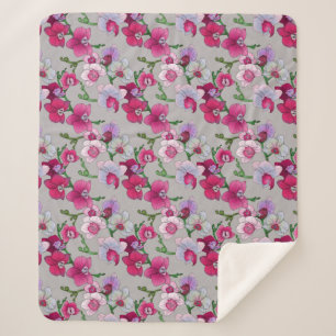 Cobertor Sherpa Orquídeas cor-de-rosa na flor