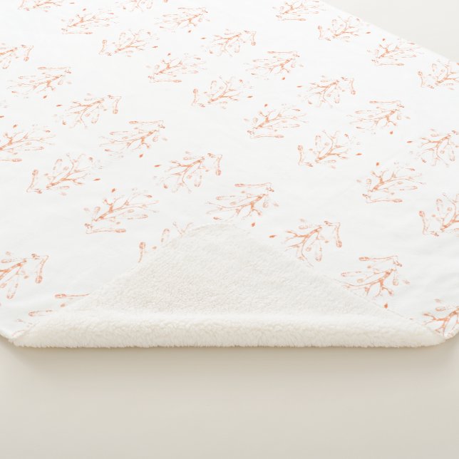 Cobertor Sherpa Ortografia do coral castanho-claro em branco (3/4)