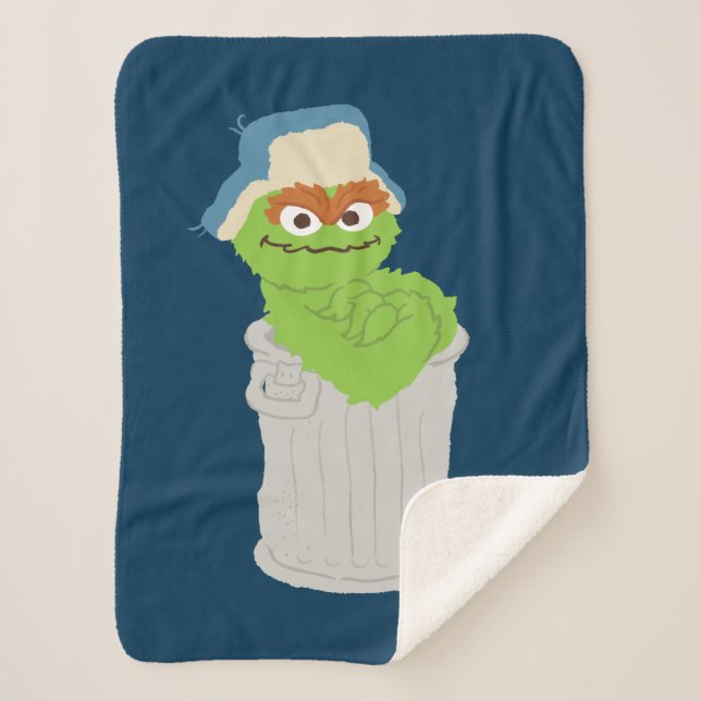 Cobertor Sherpa Oscar, o Grouch Trash Can Lean (Frente)