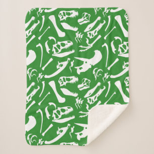 Cobertor Sherpa Ossos de dinossauro (verde)