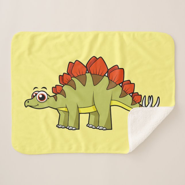Cobertor Sherpa Ótima Ilustração De Um Dinossauro De Estegossauro. (Frente (Horizontal))