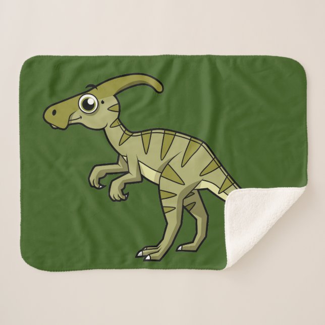 Cobertor Sherpa Ótima Ilustração De Um Dinossauro Parasaurolofico. (Frente (Horizontal))