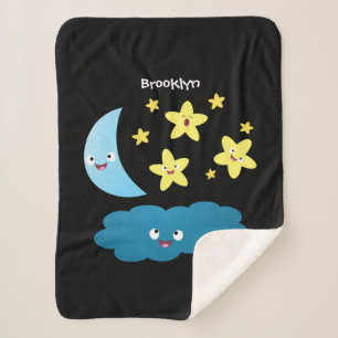 Cobertor Sherpa Ótimas estrelas cantoras, lua e desenhos em nuvem