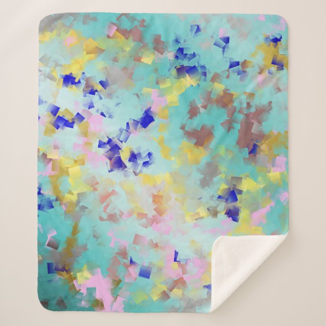 Cobertor Sherpa ouro, azul, branco, ouro, padrão têxtil, poster (Frente)