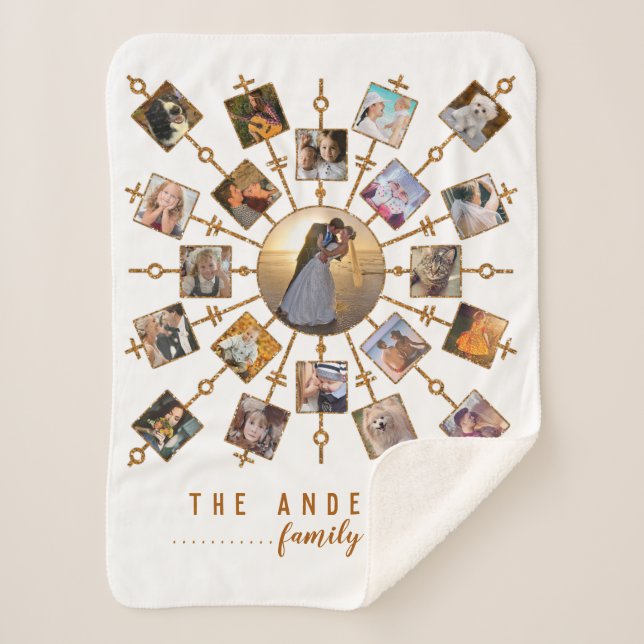 Cobertor Sherpa Ouro branco de imagens da colagem 21 da foto de (Frente)