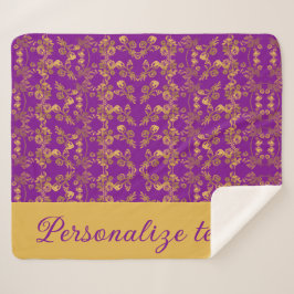 Cobertor Sherpa Ouro chic Flores púrpura | personalizado