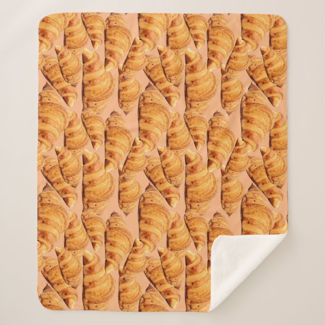 Cobertor Sherpa Ouro croissant, padaria sem problemas. (Frente)
