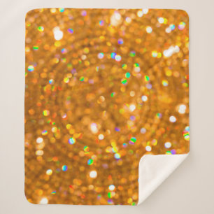 Cobertor Sherpa Ouro de natal embaçado luxo.