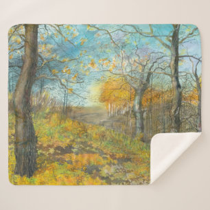 Cobertor Sherpa Ouro de outono num carvalho