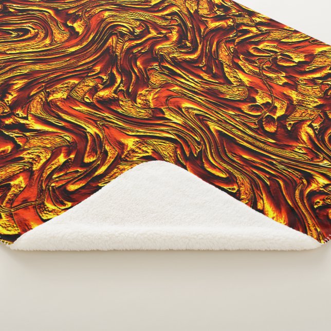 Cobertor Sherpa Ouro e textura vermelha vívida (3/4)