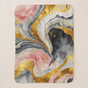 Cobertor Sherpa Ouro Marble Whirls