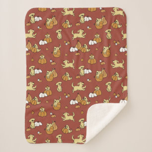 Cobertor Sherpa Ouro Retriever Pumpkins