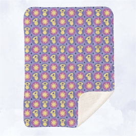 Cobertor Sherpa Ouro Retriever Whimsical Sun Bolinhas Roxo