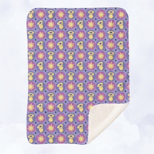 Cobertor Sherpa Ouro Retriever Whimsical Sun Bolinhas Roxo (Criador carregado)