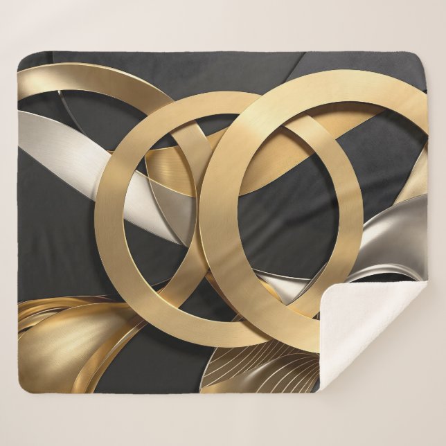 Cobertor Sherpa Ouro Rings Abstrato - Design moderno de luxo (Frente (Horizontal))