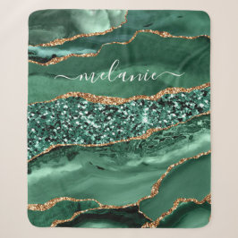 Cobertor Sherpa Ouro Verde com Nome Personalizado