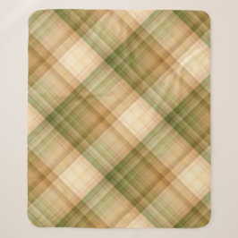 Cobertor Sherpa Outono Daisy Creme e Xadrez Verde