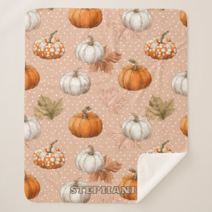 Cobertor Sherpa outono de colheita russa - Pumpkins & Leaves