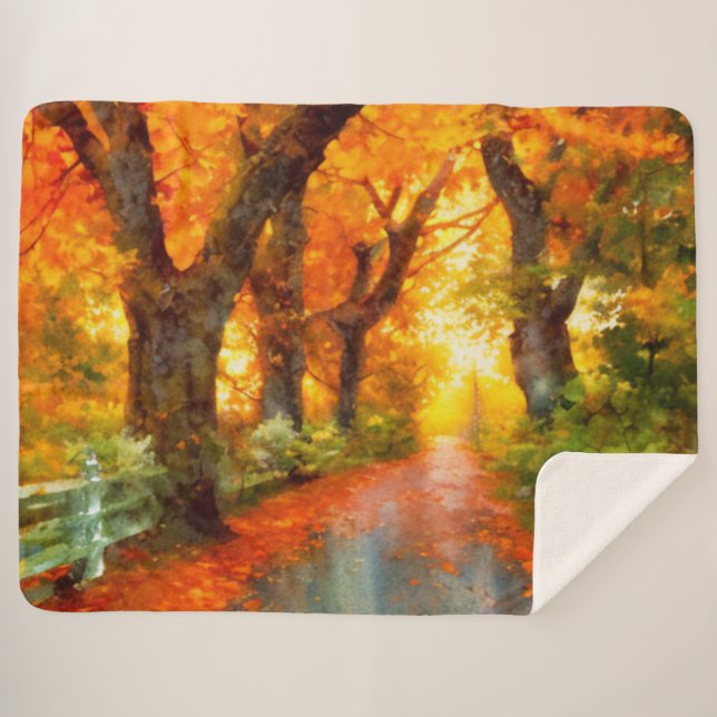 Cobertor Sherpa outono/queda/folhas/natureza (Frente (Horizontal))