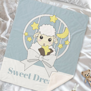 Cobertor Sherpa Ovelha Pequena Azul Pastel Personalizada para Cria
