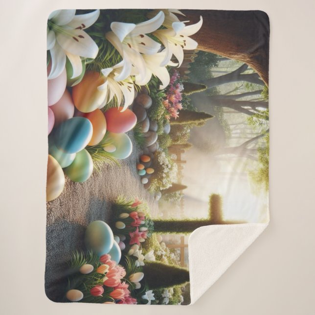 Cobertor Sherpa Ovos/Páscoa/Lilly (Frente)