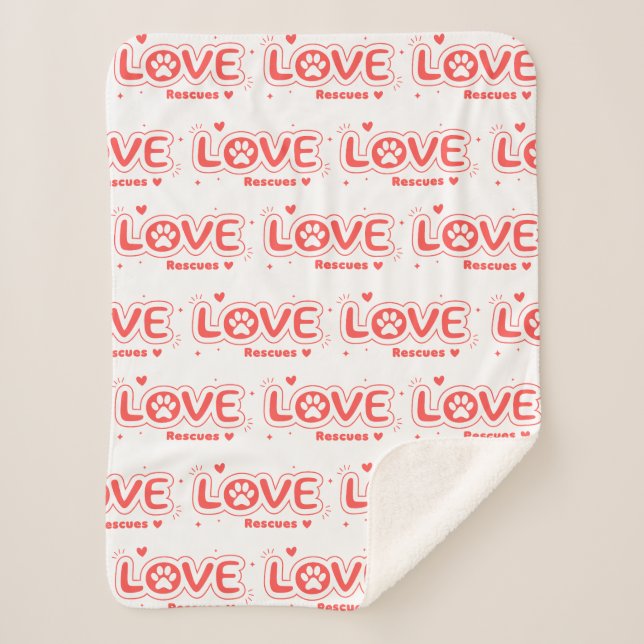 Cobertor Sherpa OWRAssist Love Rescues (Frente)