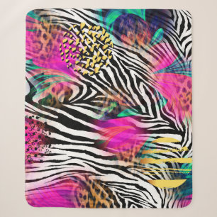 Cobertor Sherpa Padrão abstrato colorido com textureabstra zebra