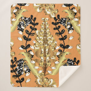 Cobertor Sherpa padrão abstrato com fundo amarelo alaranjado com