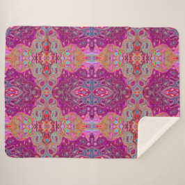 Cobertor Sherpa Padrão abstrato Magenta Rosa, Azul e Vermelho do G