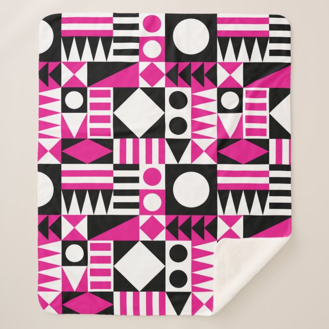 Cobertor Sherpa Padrão abstrato moderno do século médio. (Frente)