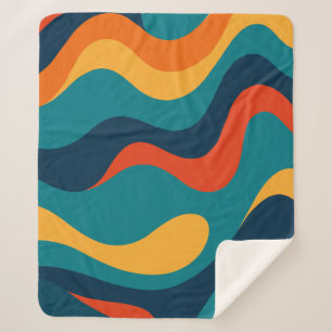 Cobertor Sherpa Padrão Abstrato Ondulado Retro Moderno