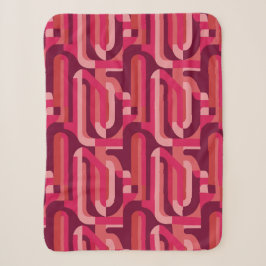 Cobertor Sherpa padrão abstrato retrô rosa vibrante