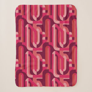 Cobertor Sherpa padrão abstrato retrô rosa vibrante