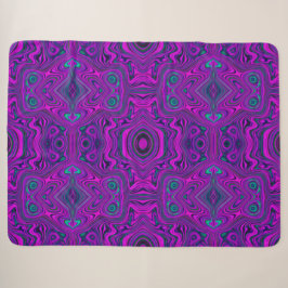 Cobertor Sherpa Padrão Abstrato Trippy Retro Magenta e Preto