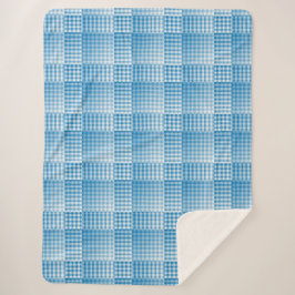 Cobertor Sherpa Padrão Abstrato Xadrez Branco Azul
