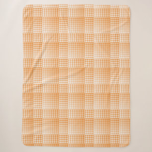 Cobertor Sherpa Padrão Abstrato Xadrez Laranja Branco