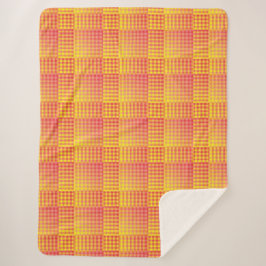 Cobertor Sherpa Padrão Abstrato Xadrez Vermelho Amarelo