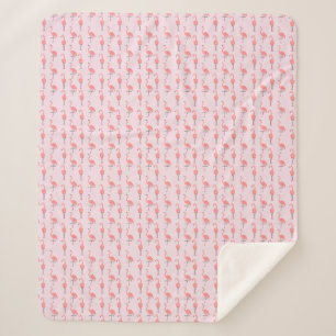Cobertor Sherpa Padrão Aleatório de Pássaro Flamingo Rosa