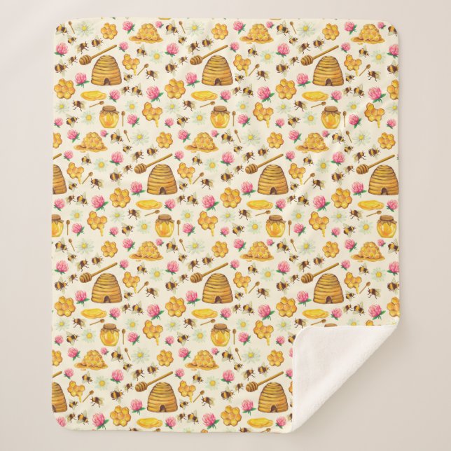 Cobertor Sherpa Padrão apícola (Frente)
