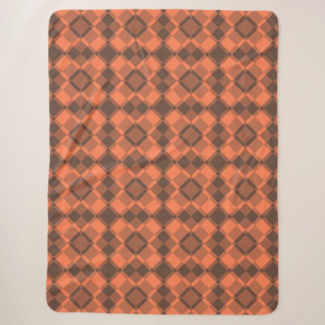 Cobertor Sherpa Padrão Argyle Xadrez Marrom Coral (Frente)
