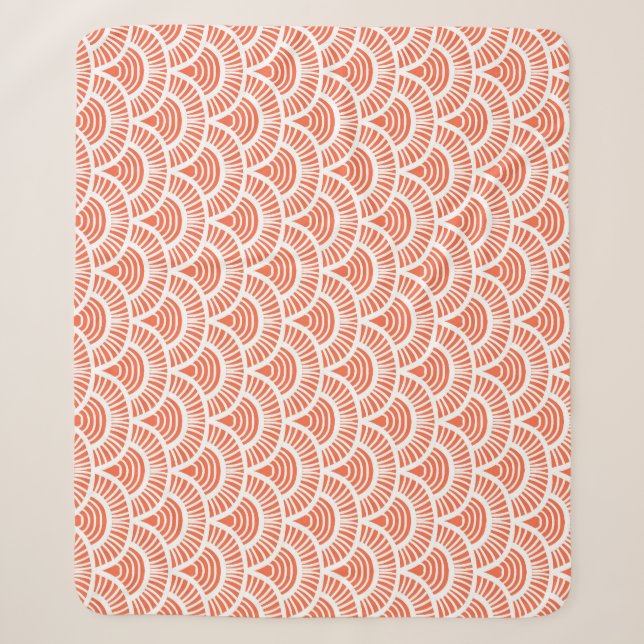 Cobertor Sherpa Padrão Art Deco com Motifs Scale. (Frente)