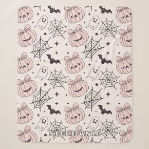 Cobertor Sherpa Padrão Assustador Rosa Doce Kawaii de Halloween
